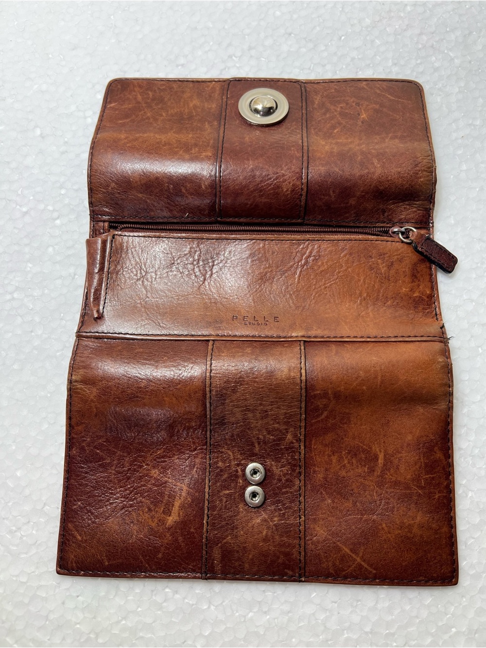Pelle Studio Brown Leather Snap Wallet